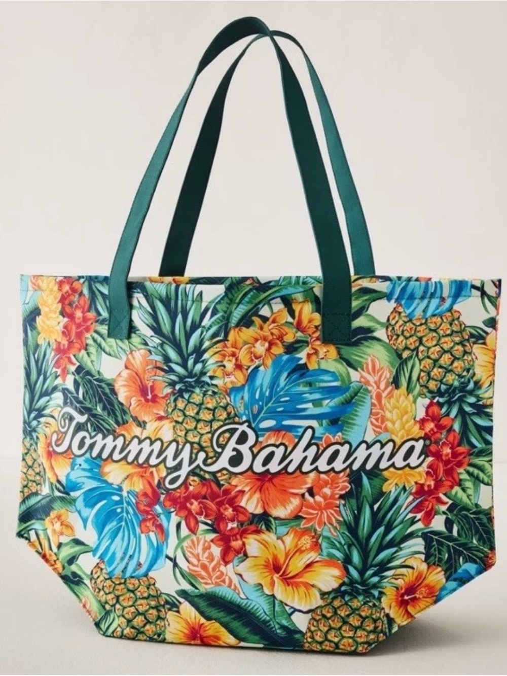 Tommy Bahama Tropical Pineapple Floral Tote - Green, Blue, Yellow, Orange